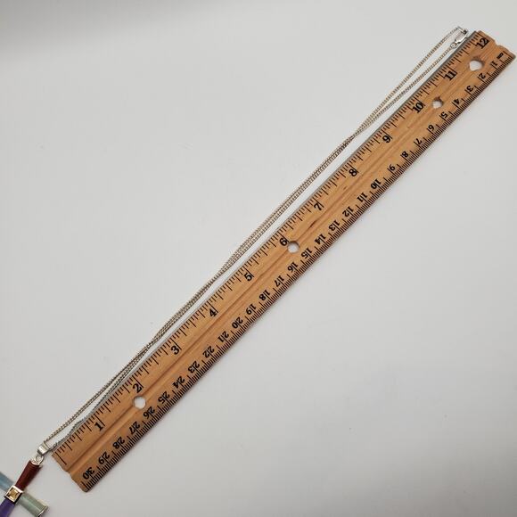 Sterling Silver Real Multicolor Jade Gem Cross Pendant w/ 24" Necklace - Picture 9 of 10